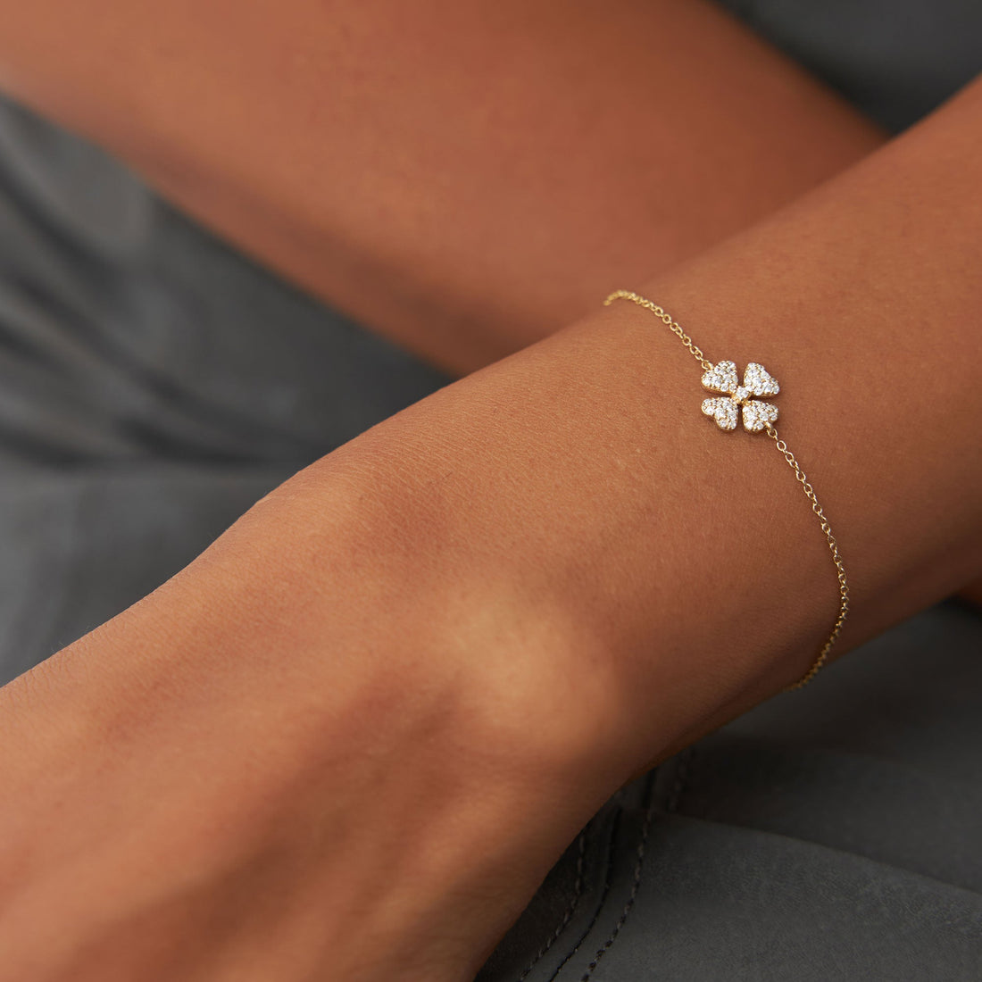 Diamond Clover Charm Bracelet