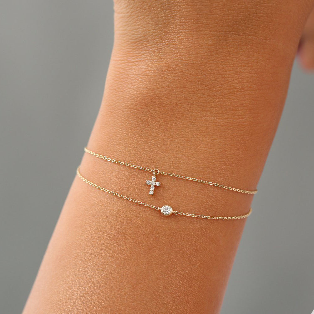 Diamond Cross Charm Bracelet