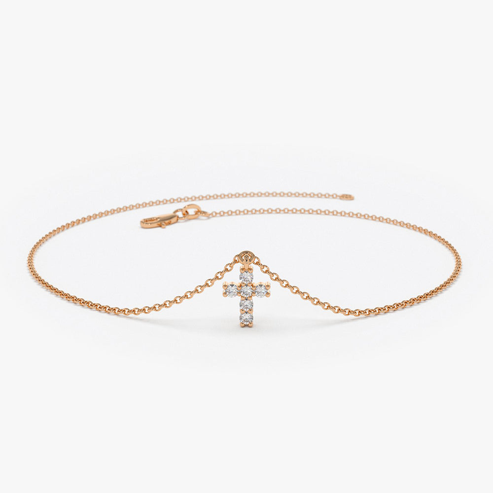Diamond Cross Charm Bracelet