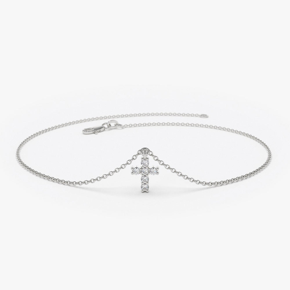 Diamond Cross Charm Bracelet