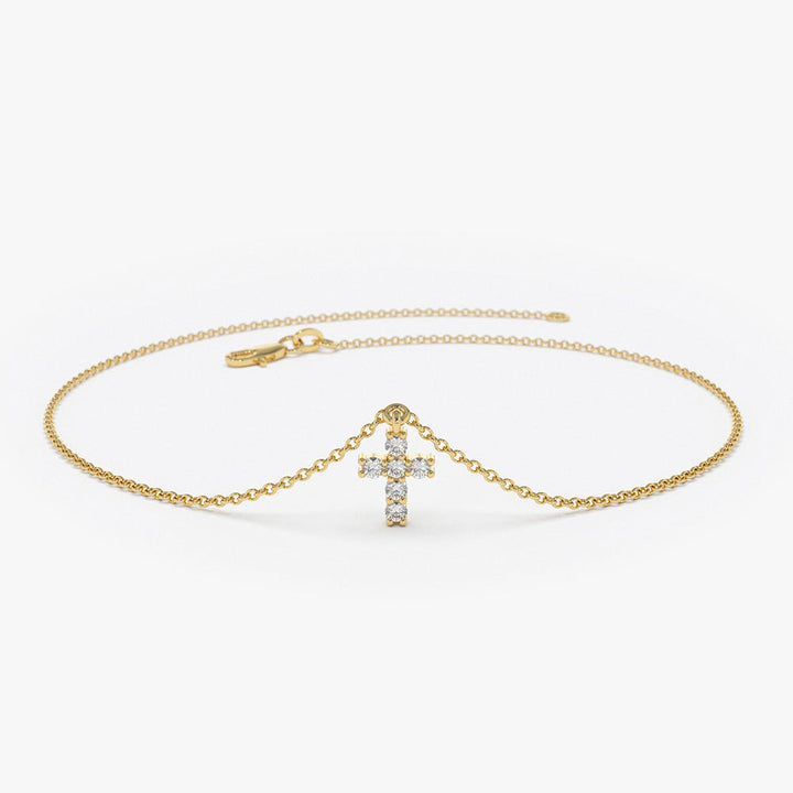 Diamond Cross Charm Bracelet