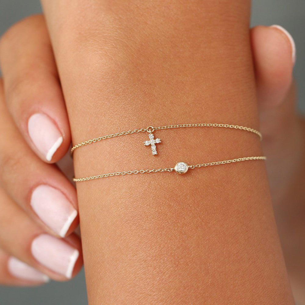 Diamond Cross Charm Bracelet