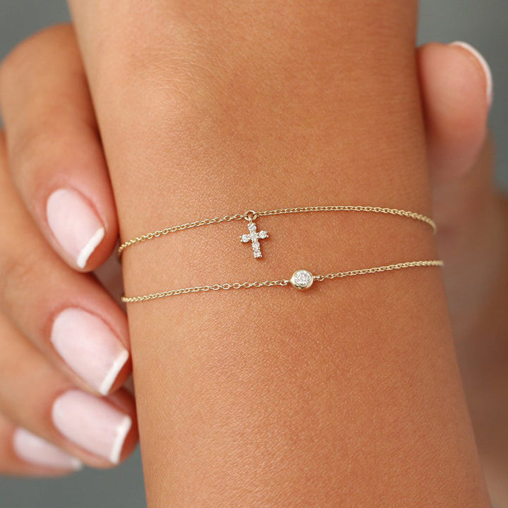 Diamond Cross Charm Bracelet