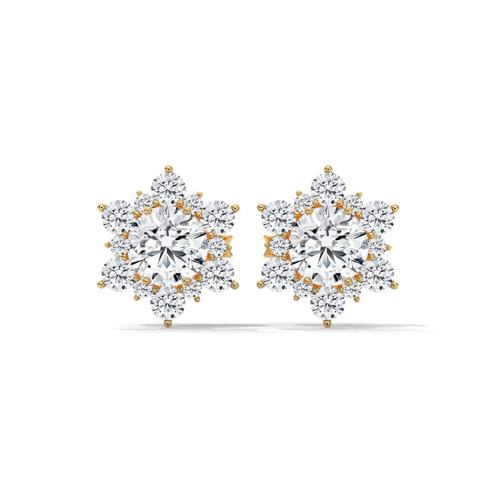 Pair of diamond earrings on a white background