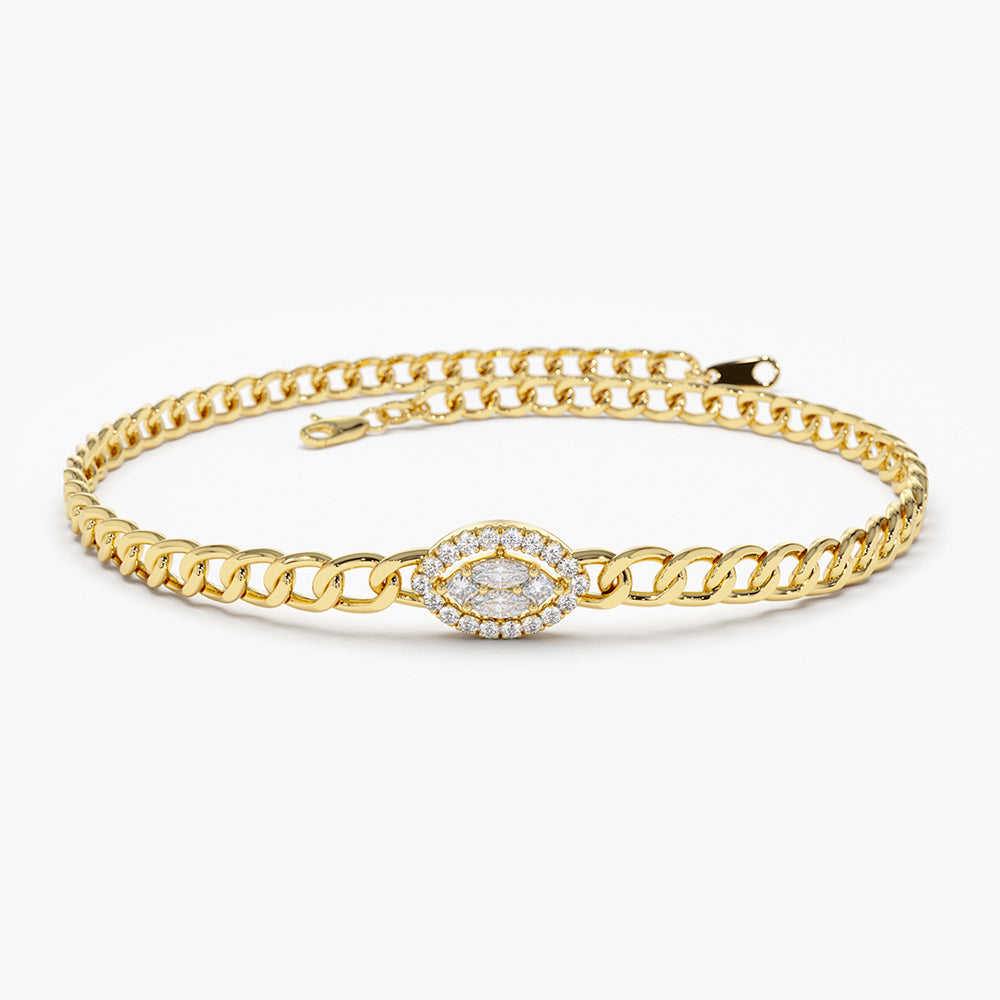 Diamond Illusion Setting Curb Link Bracelet