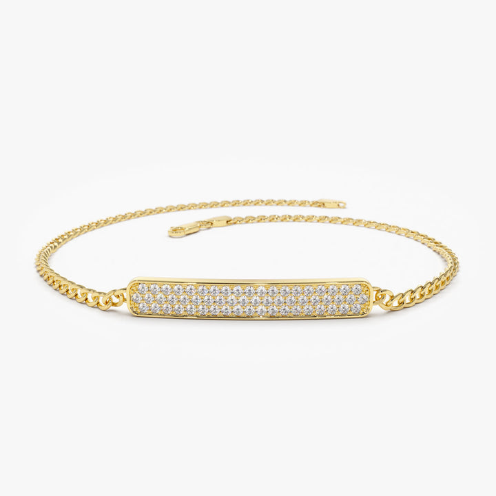 Diamond Pave Bar Curb Link Bracelet