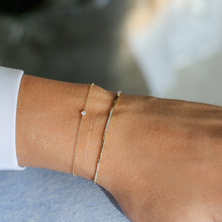 Diamond Pave and Gold Bar Bracelet