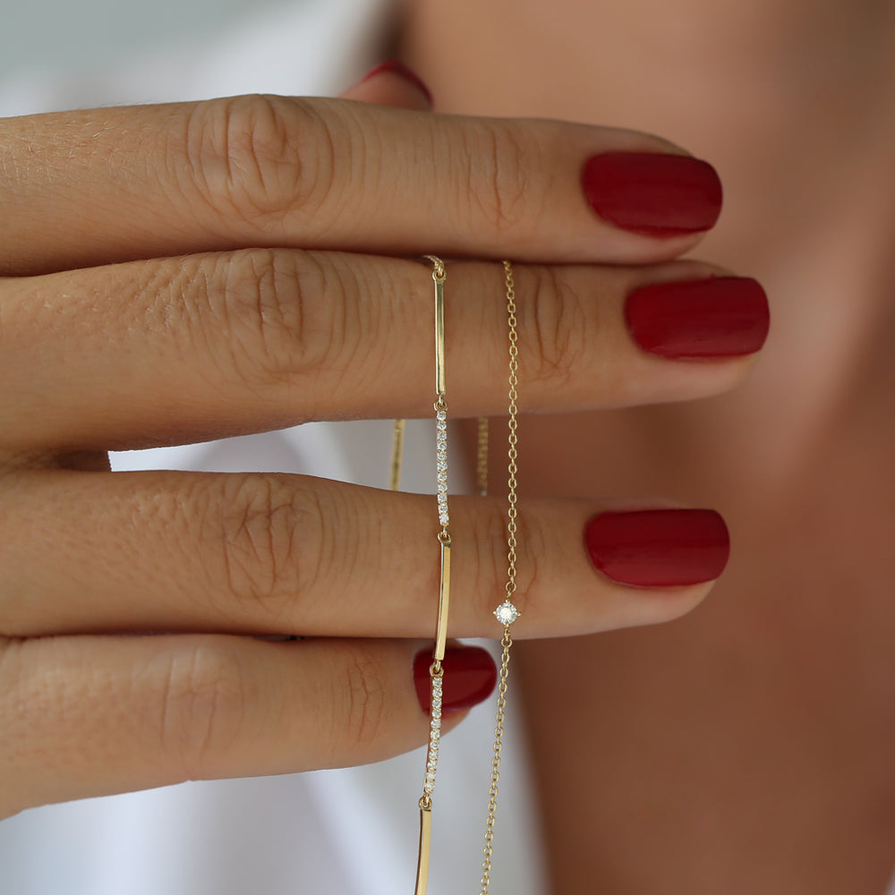 Diamond Pave and Gold Bar Bracelet