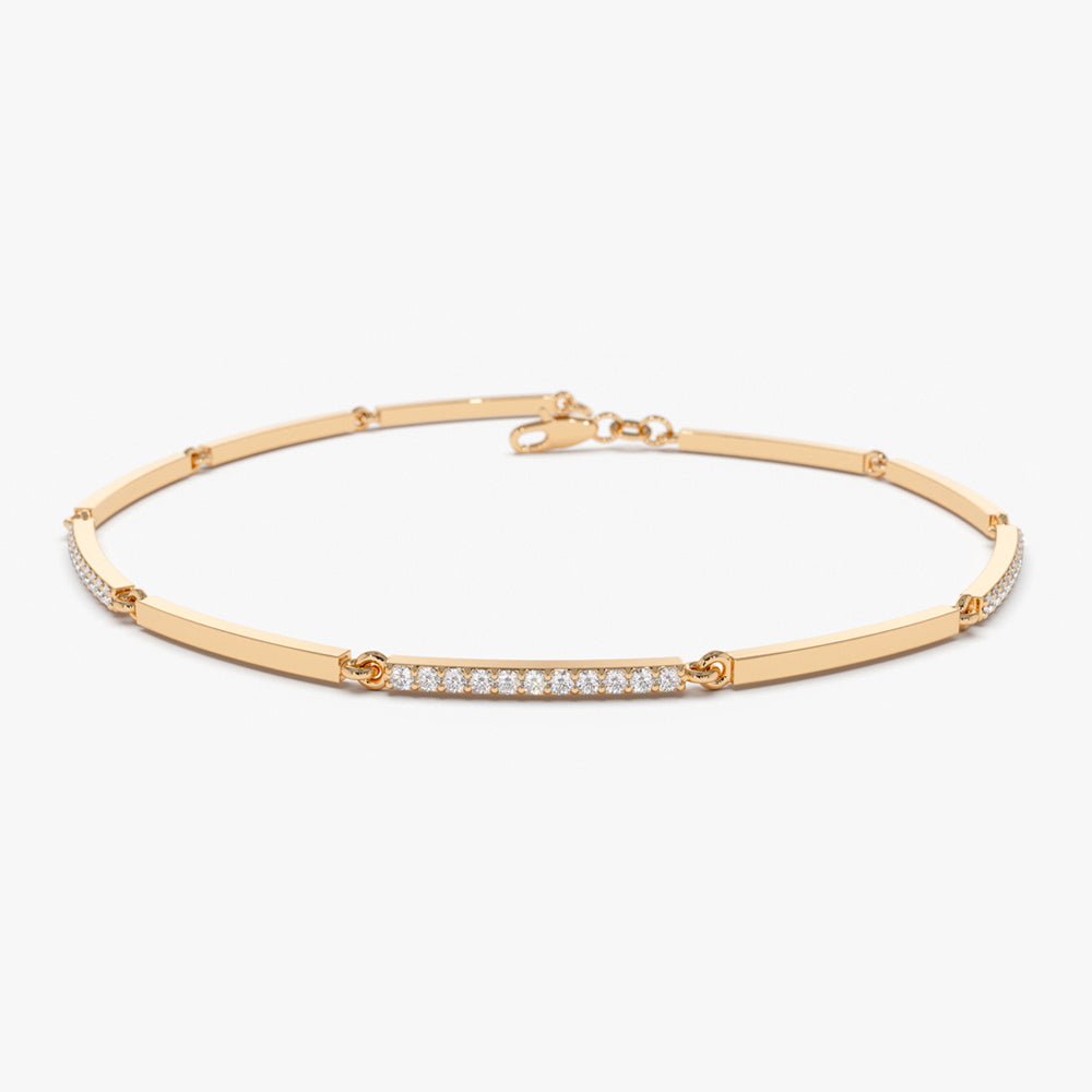Diamond Pave and Gold Bar Bracelet
