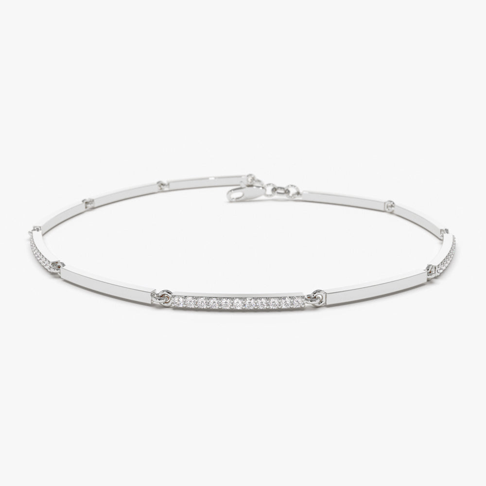Diamond Pave and Gold Bar Bracelet