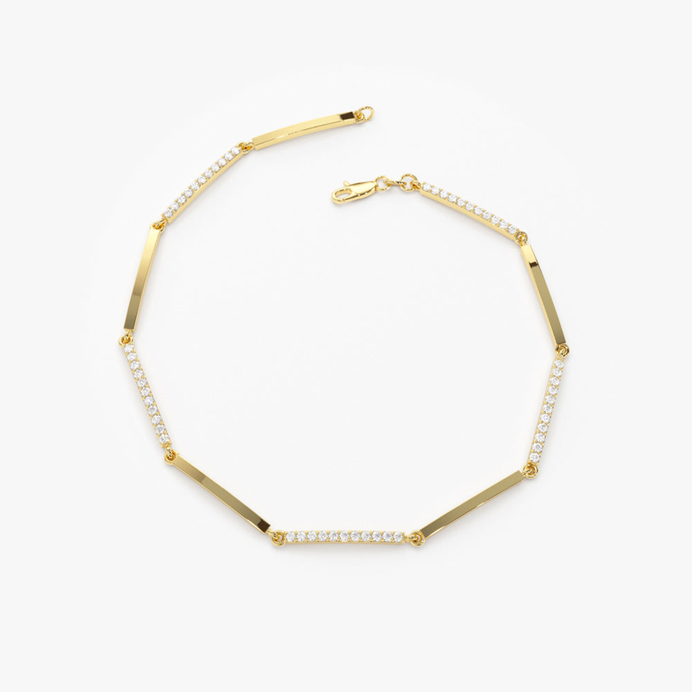 Diamond Pave and Gold Bar Bracelet