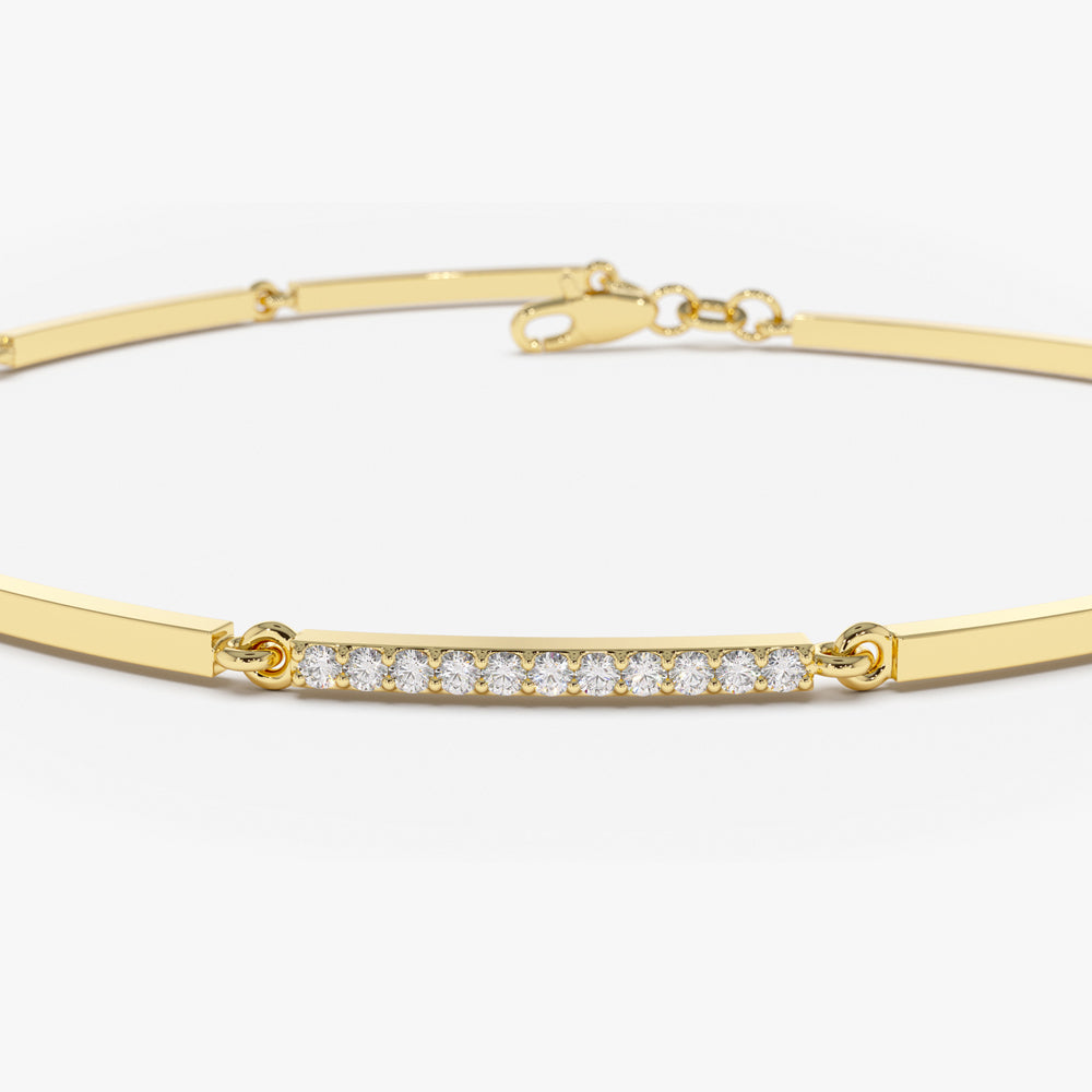 Diamond Pave and Gold Bar Bracelet