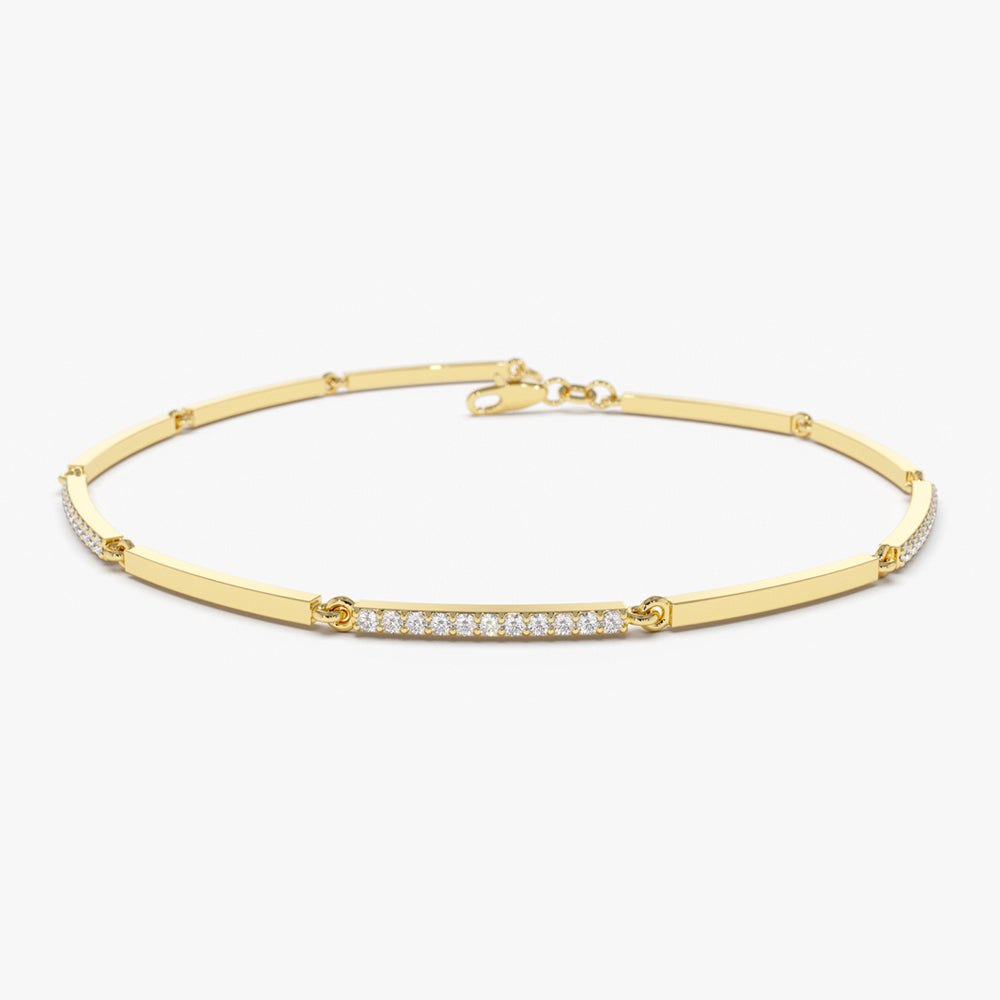 Diamond Pave and Gold Bar Bracelet