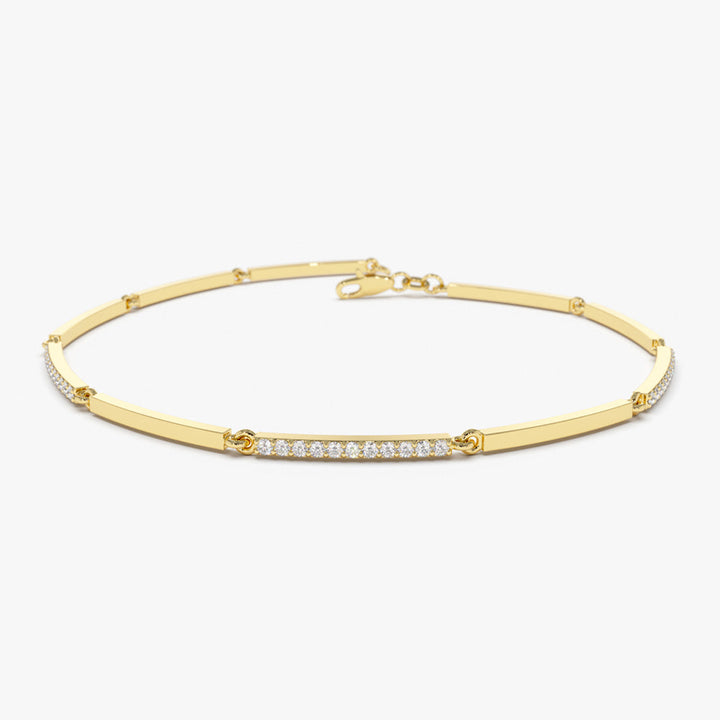 Diamond Pave and Gold Bar Bracelet