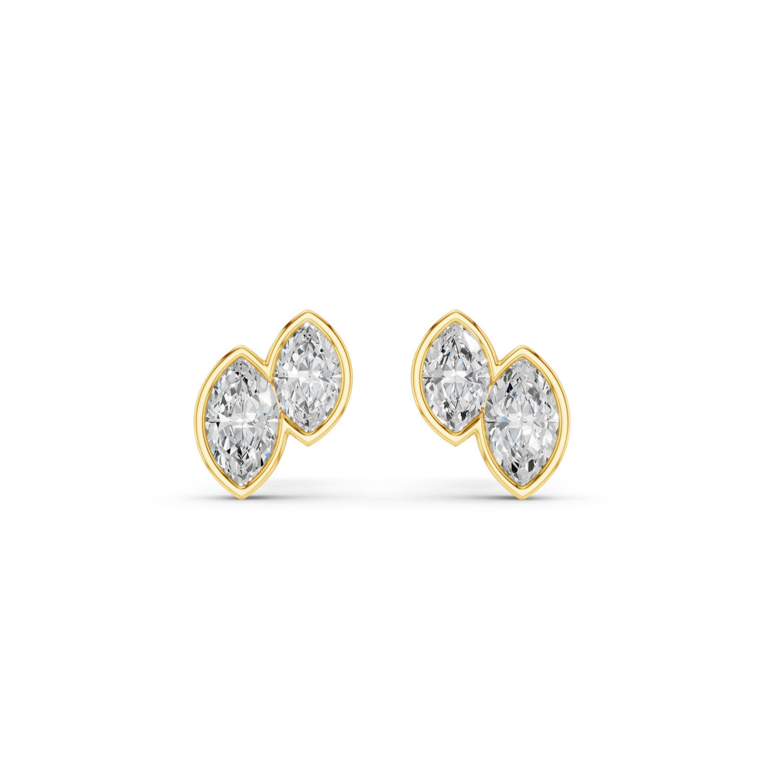 Double Marquise Diamond Bezel Set Stud Earrings