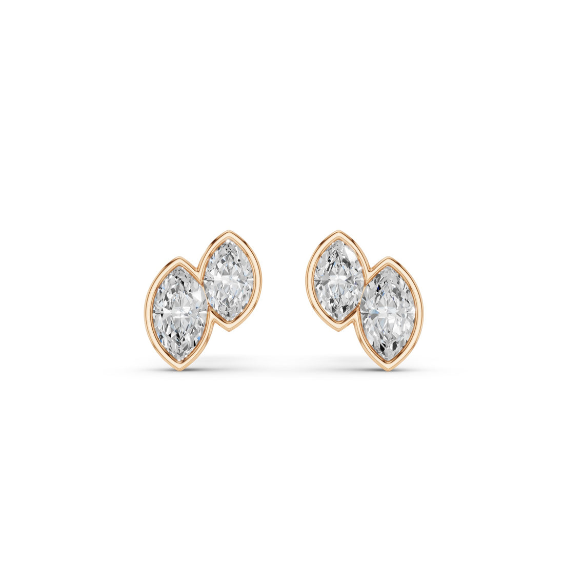 Double Marquise Diamond Bezel Set Stud Earrings