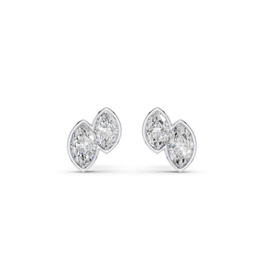 Double Marquise Diamond Bezel Set Stud Earrings