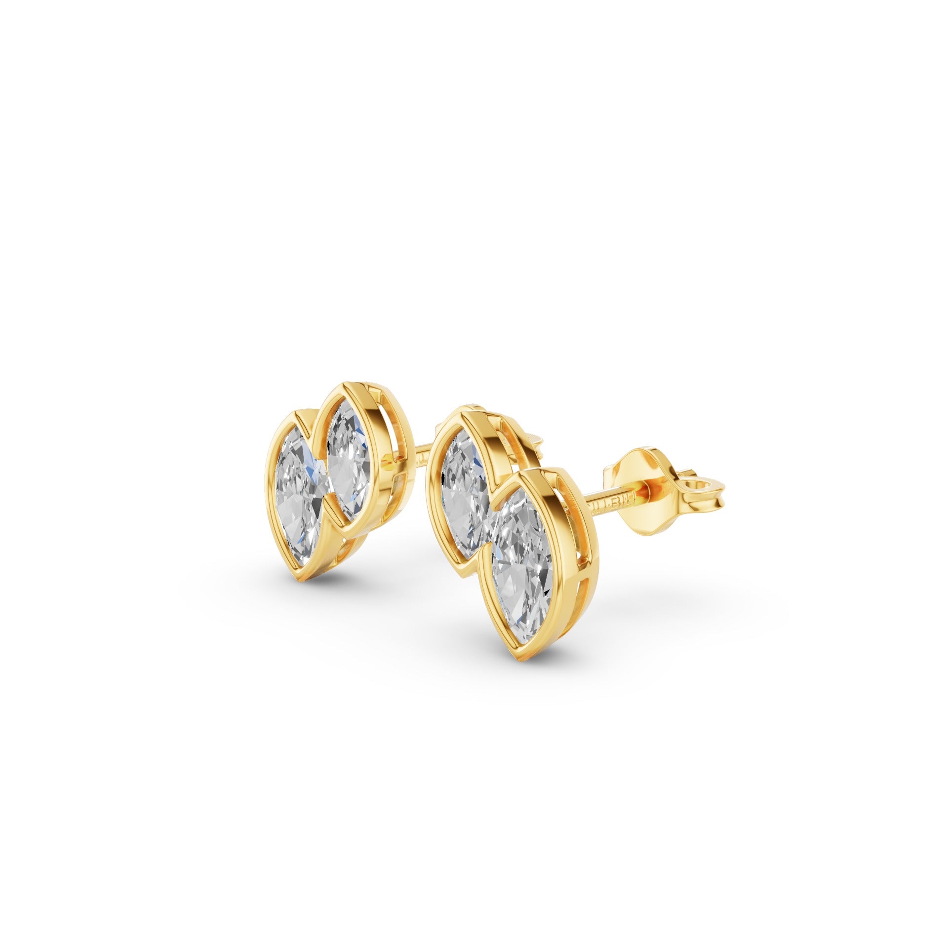Double Marquise Diamond Bezel Set Stud Earrings
