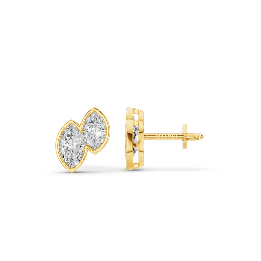 Double Marquise Diamond Bezel Set Stud Earrings
