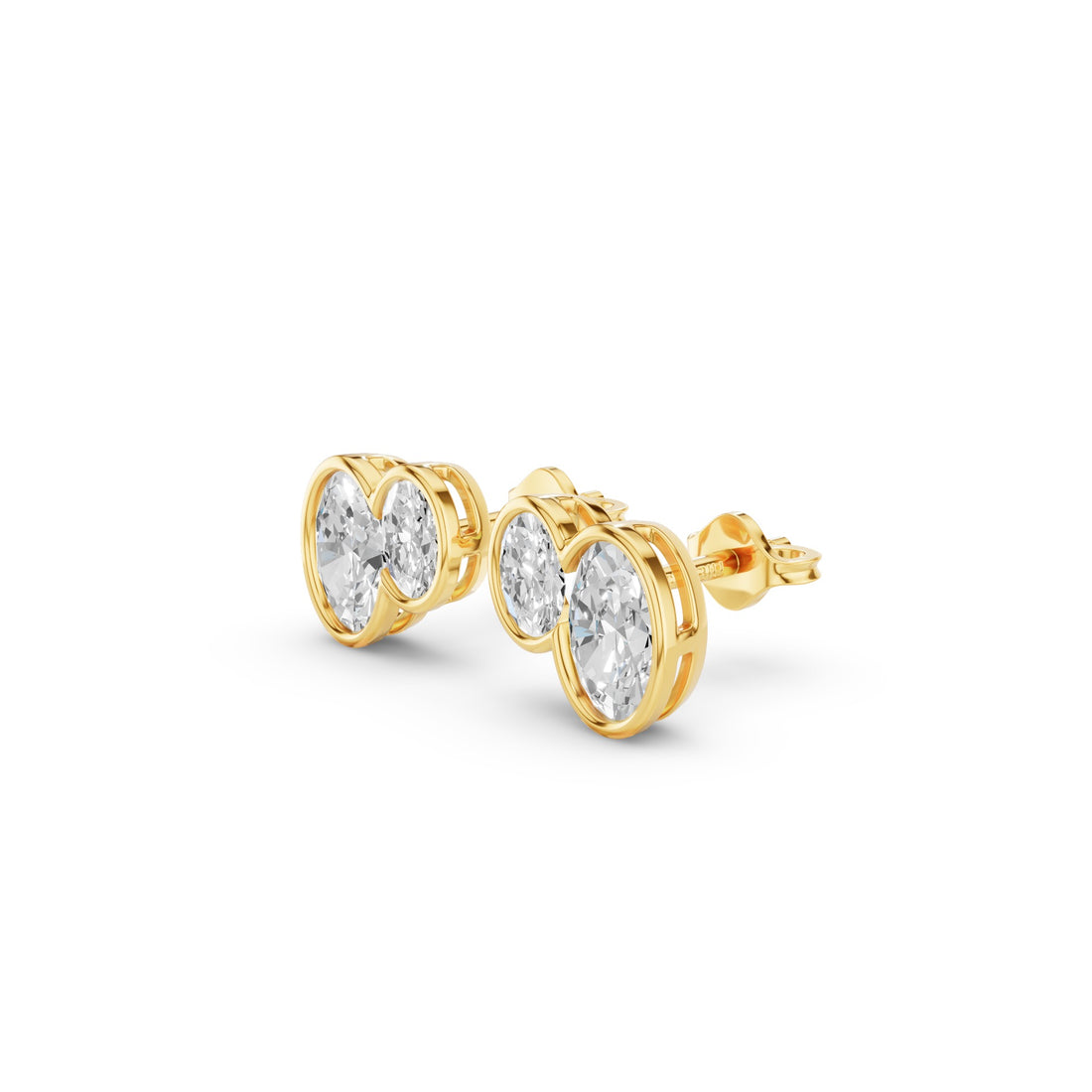 Double Oval Shape Bezel Set Stud Earrings