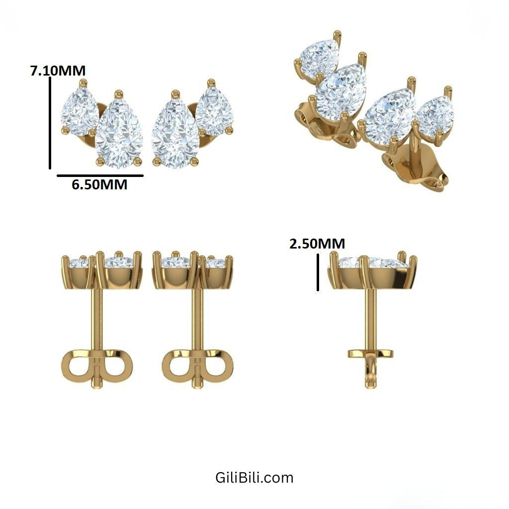 Double Pear Shape Lab Grown Diamond Stud Earrings