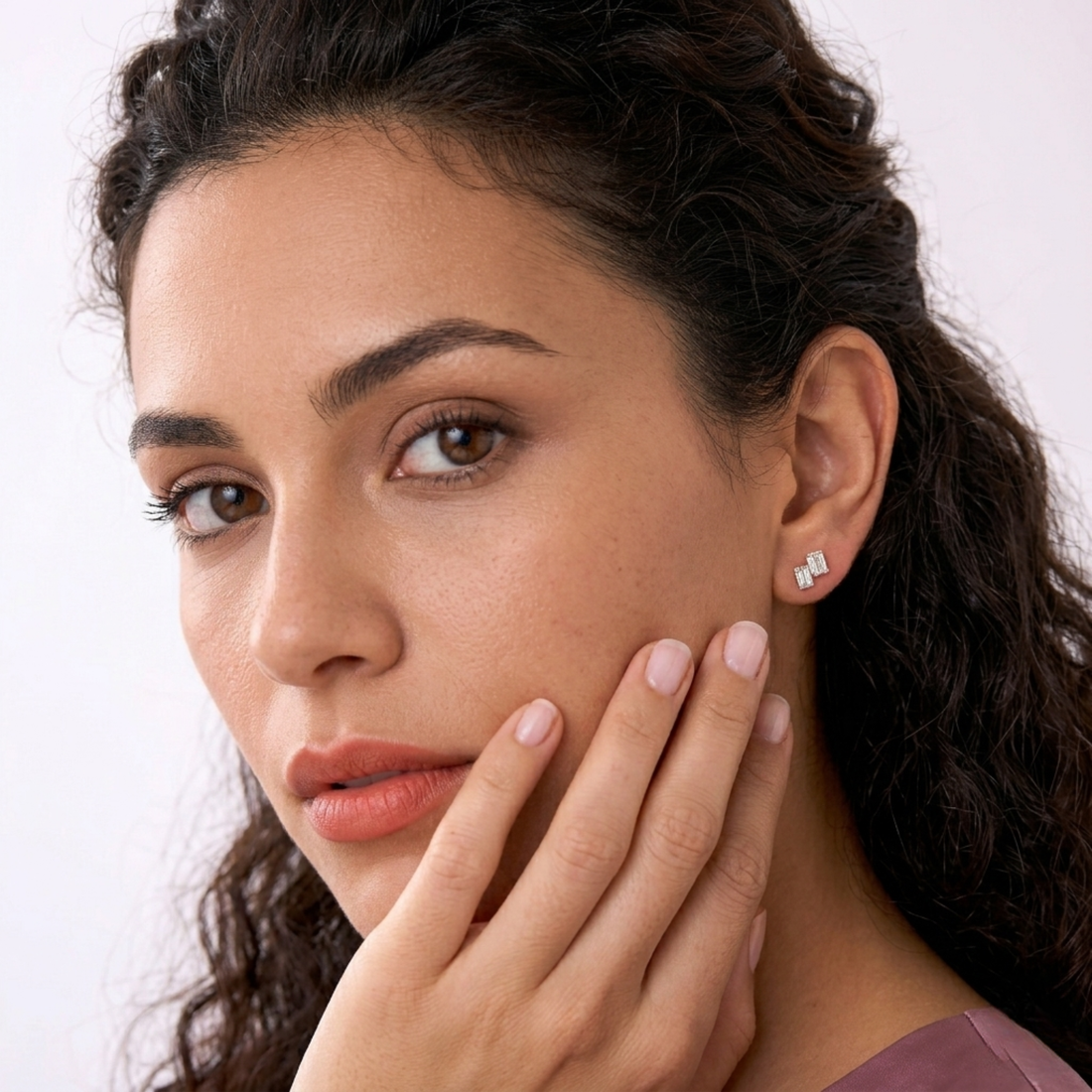 Double Emerald Cut Diamond Stud Earrings