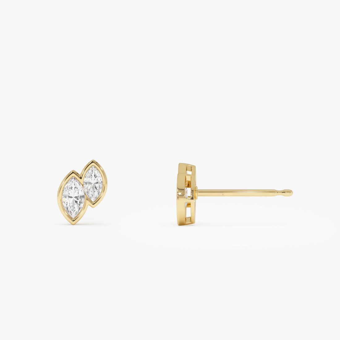 Double Marquise Diamond Bezel Set Stud Earrings