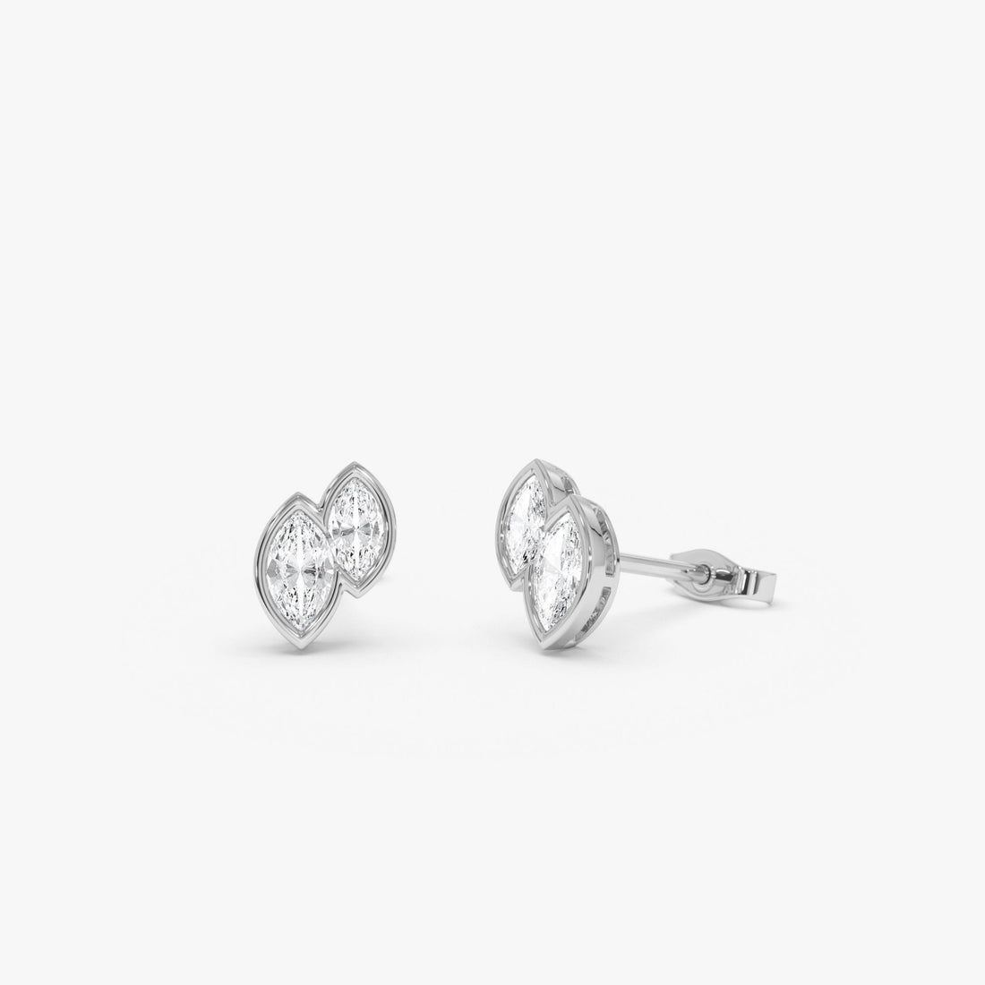 Double Marquise Diamond Bezel Set Stud Earrings