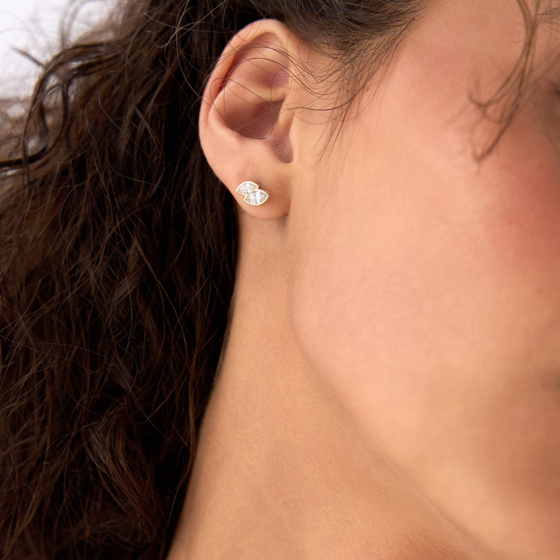 Double Marquise Diamond Bezel Set Stud Earrings