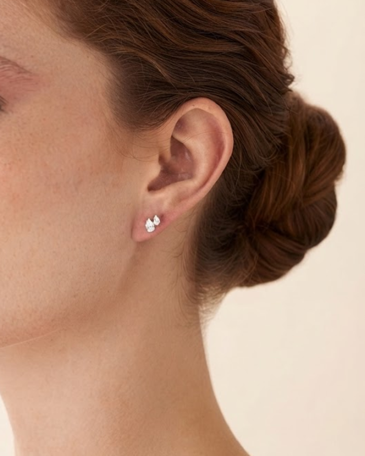 Double Pear Shape Lab Grown Diamond Stud Earrings