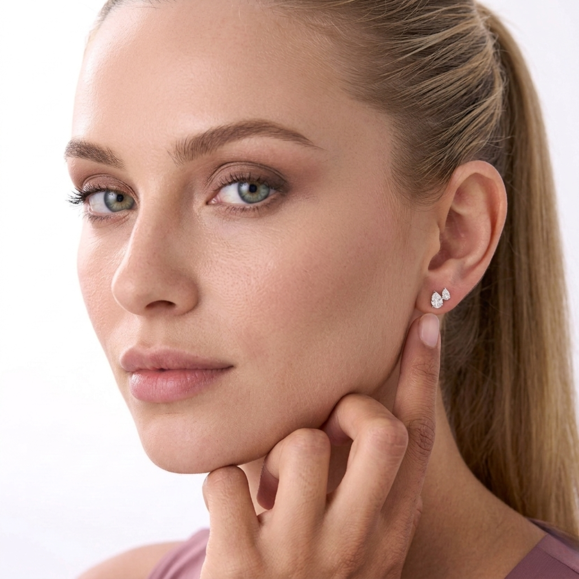 Double Pear Shape Lab Grown Diamond Stud Earrings