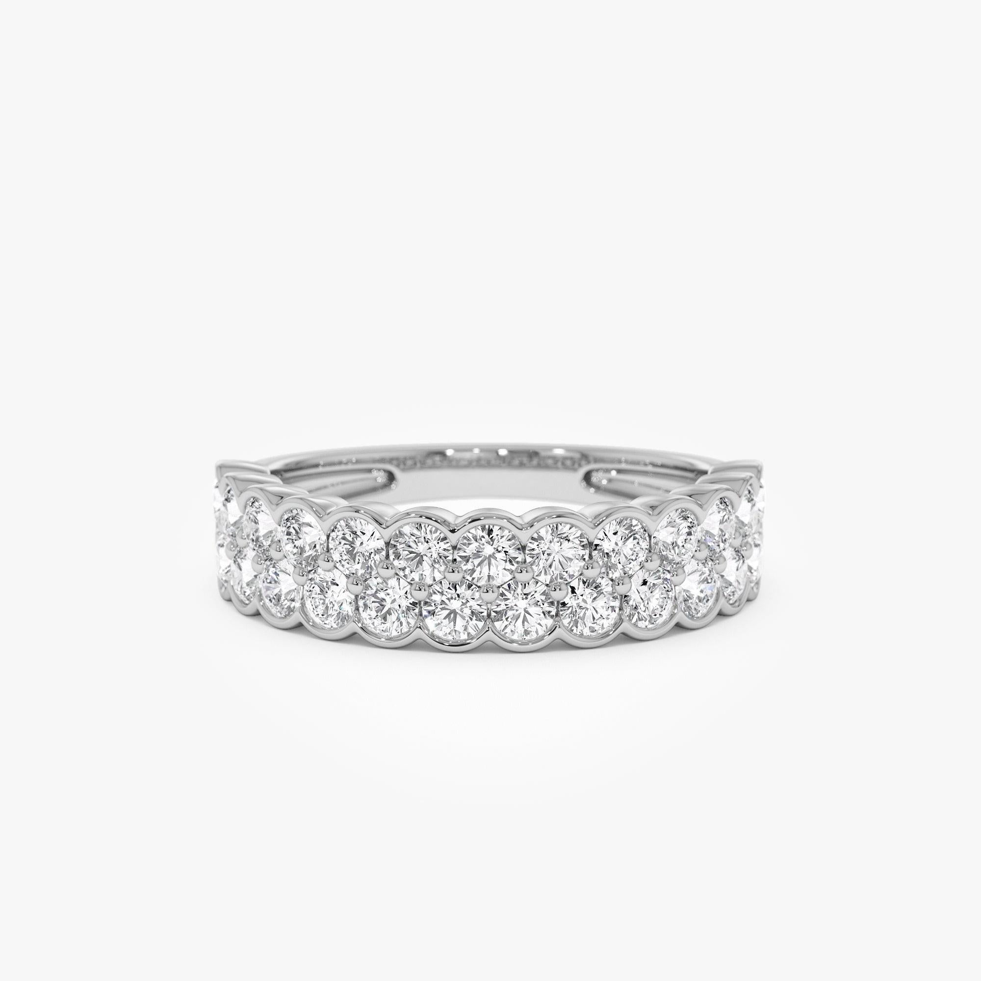Double Row Half Bezel Set Lab Grown Diamond Wedding Ring