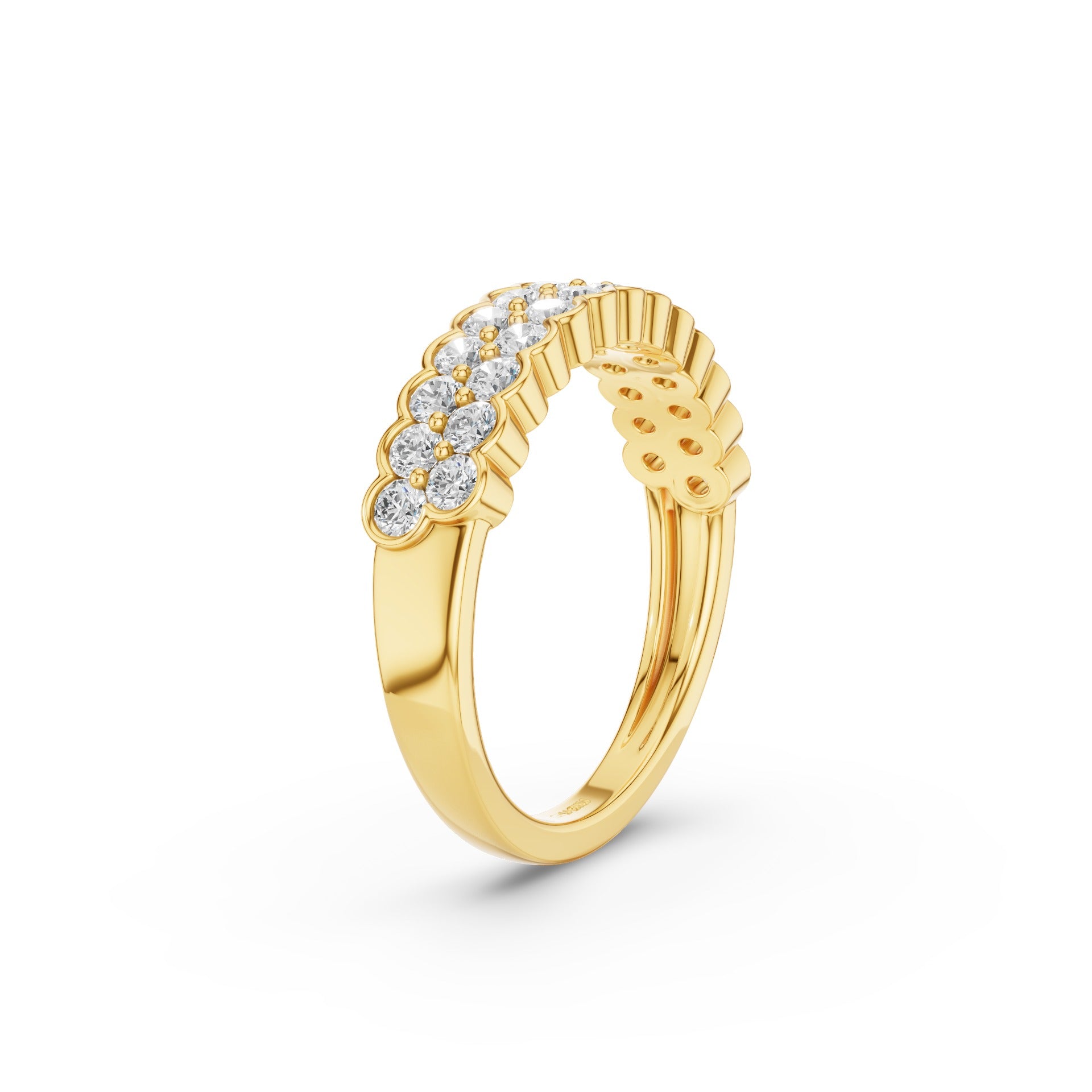 Double Row Half Bezel Set Lab Grown Diamond Wedding Ring