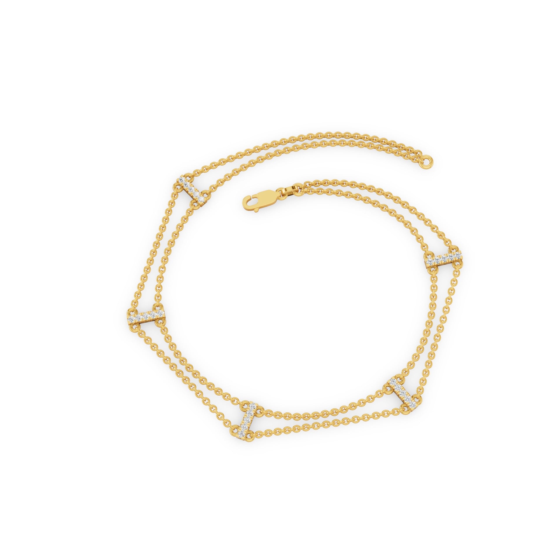 Dual Chain Diamond Dainty Bracelets