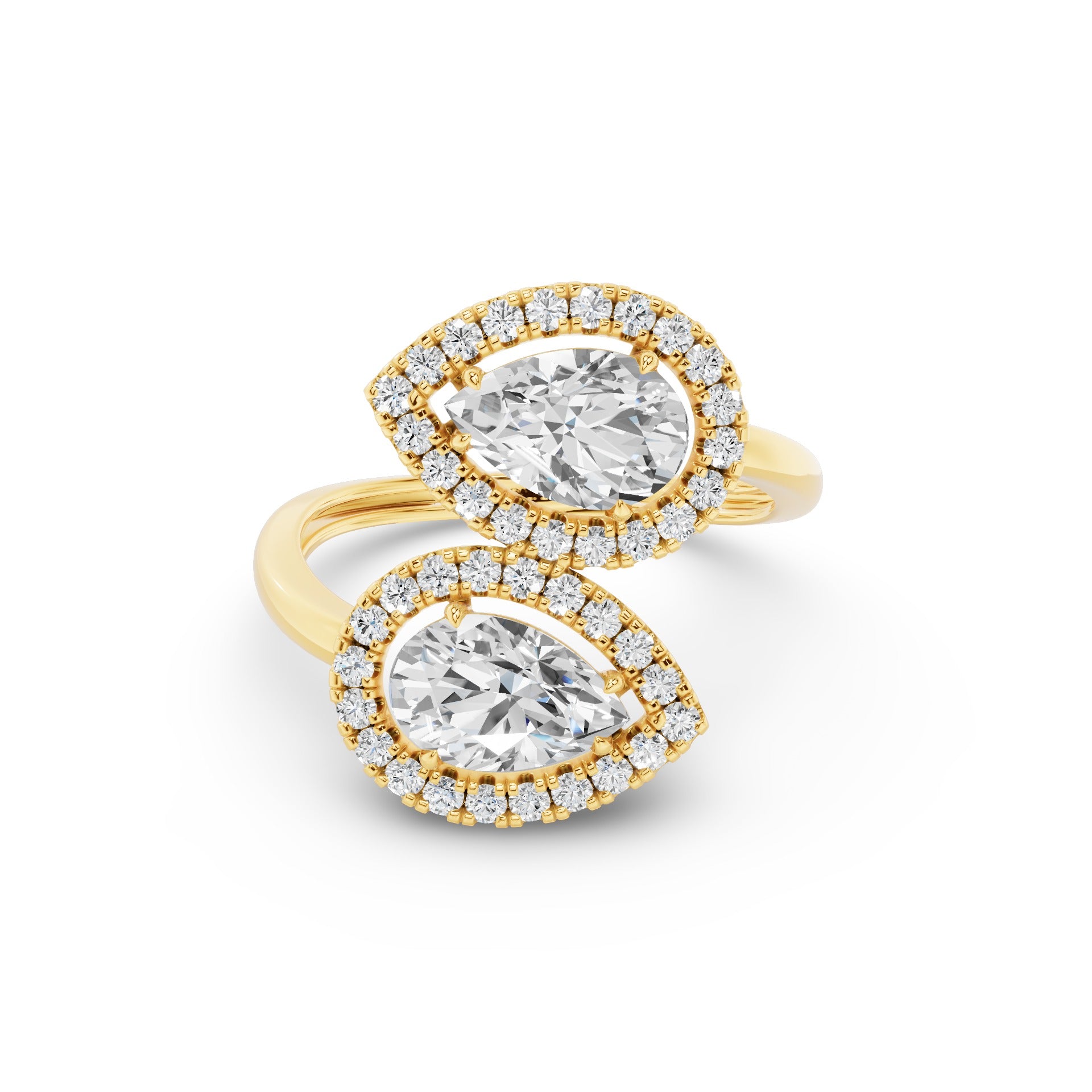 Dual Pear Shaped Lab Grown Halo Bypass Ring