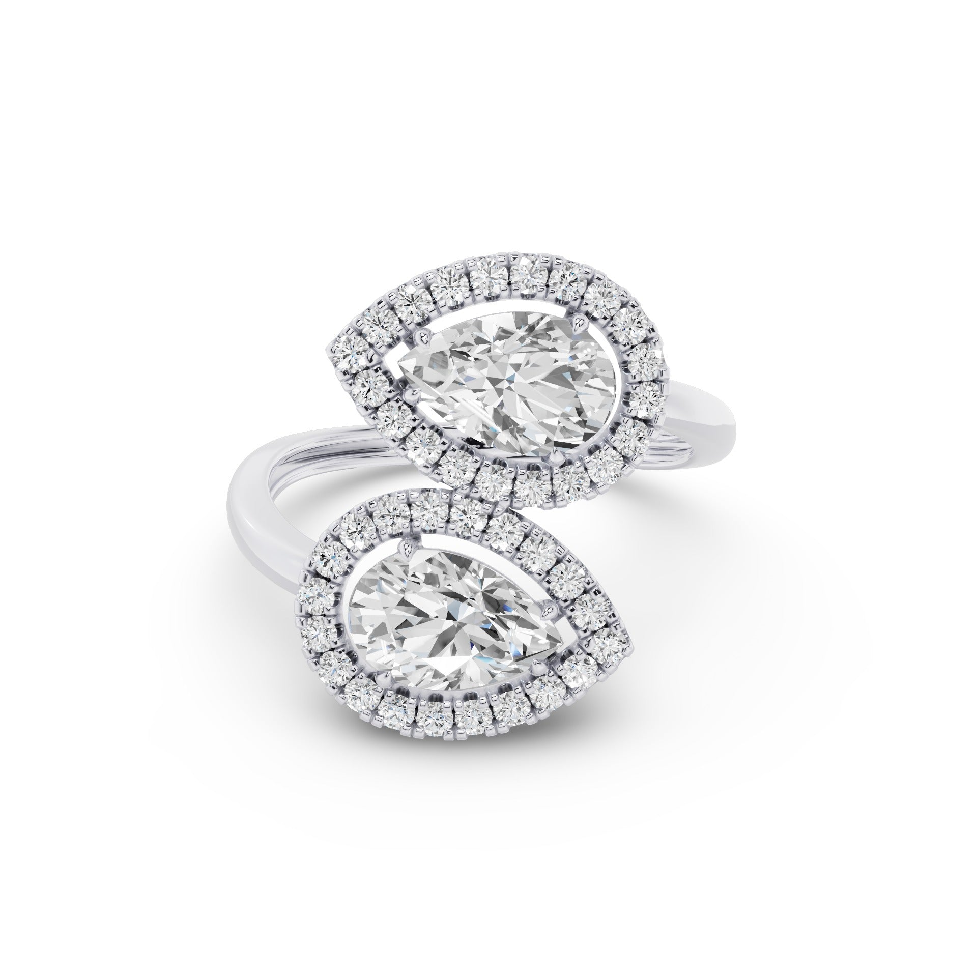 Dual Pear Shaped Lab Grown Halo Bypass Ring