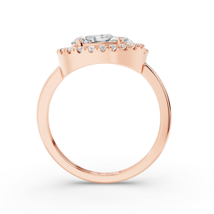 Dual Pear Shaped Lab Grown Halo Bypass Ring