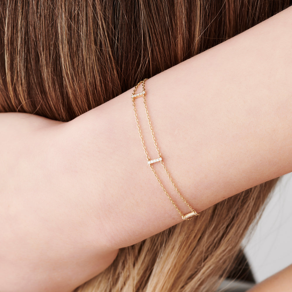 Dual Chain Diamond Dainty Bracelets
