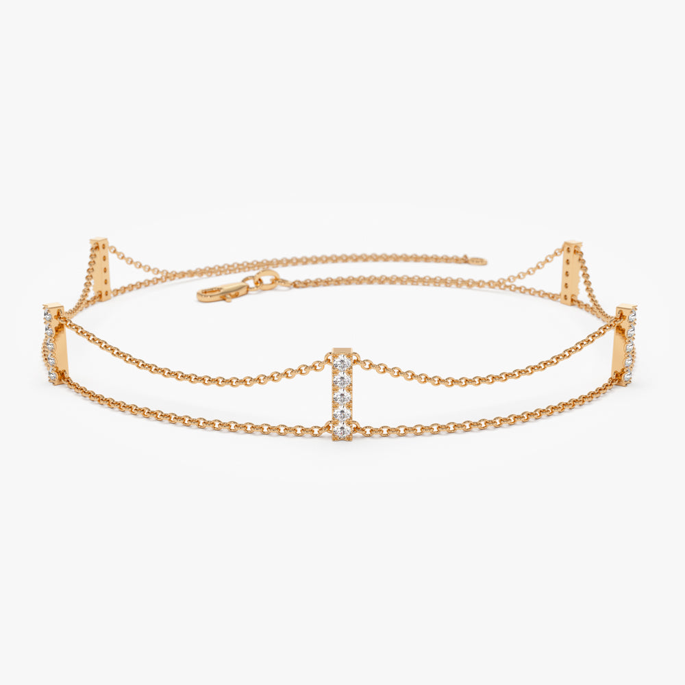 Dual Chain Diamond Dainty Bracelets