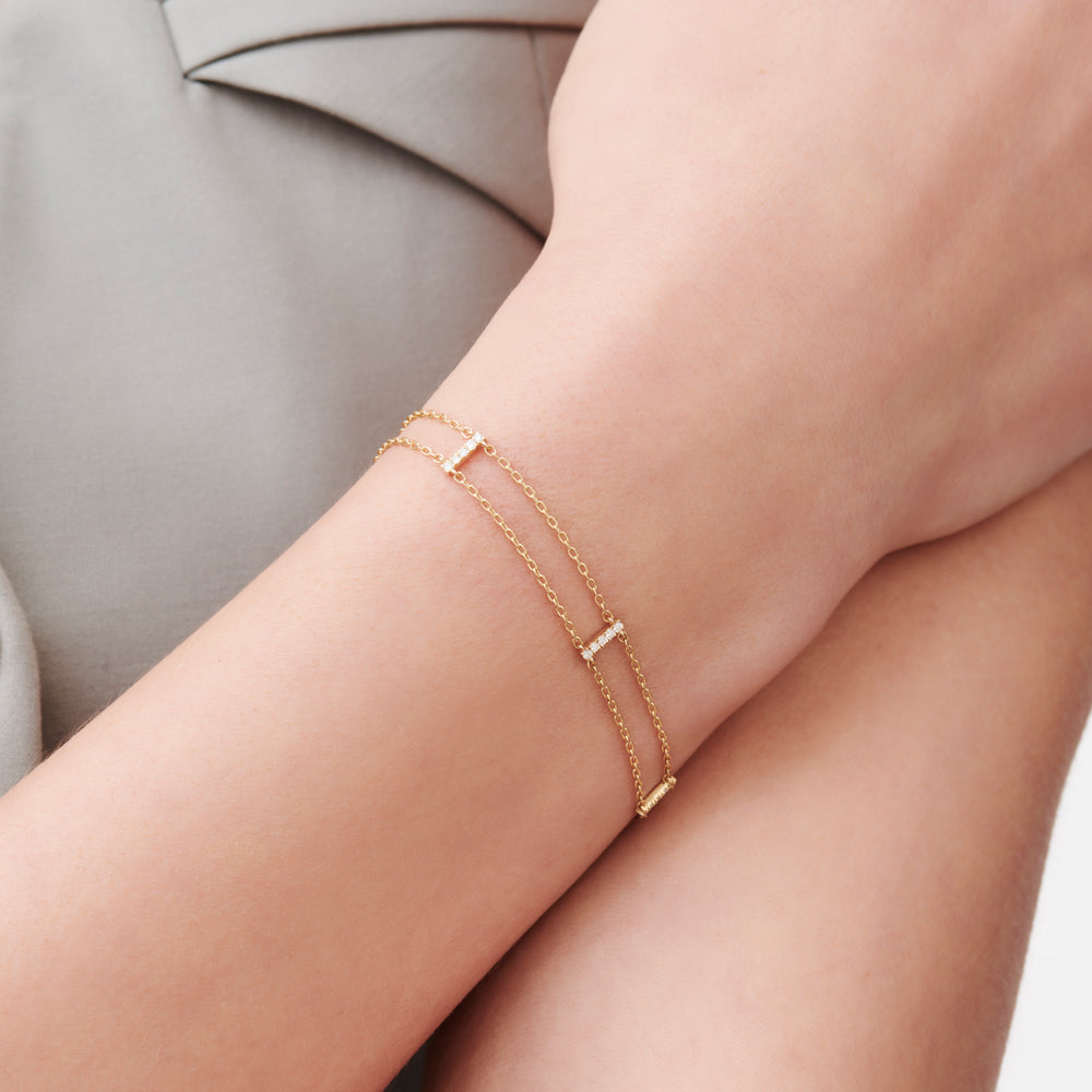 Dual Chain Diamond Dainty Bracelets