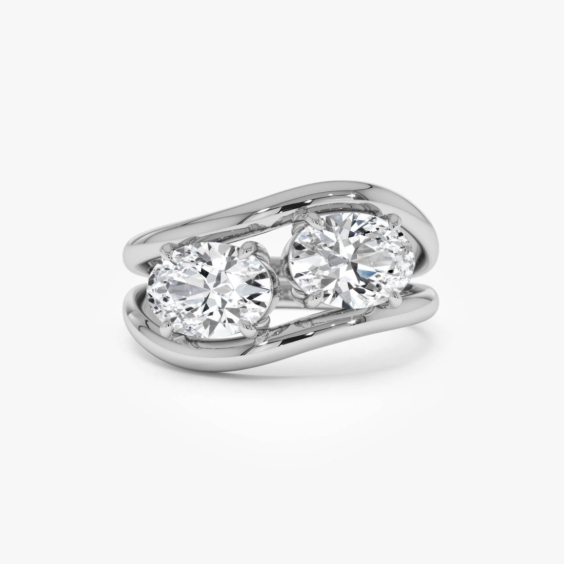 Duo Oval Shaped Lab Grown Diamond Stacked Rings