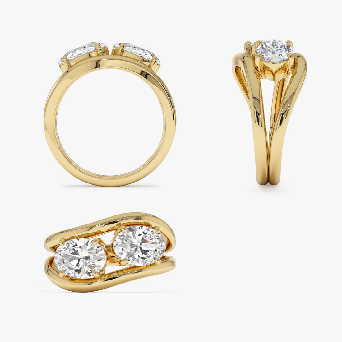 Duo Oval Shaped Lab Grown Diamond Stacked Rings