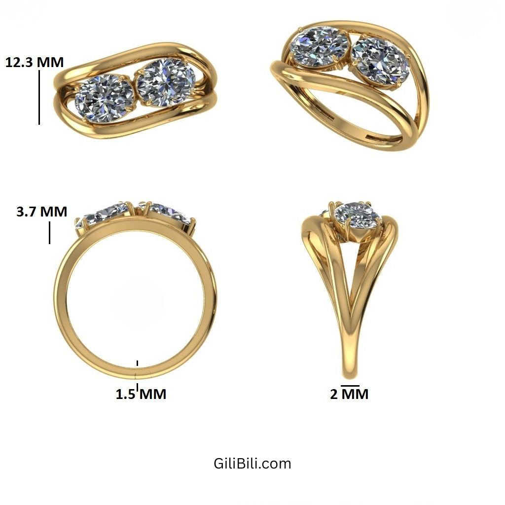 Duo Oval Shaped Lab Grown Diamond Stacked Rings