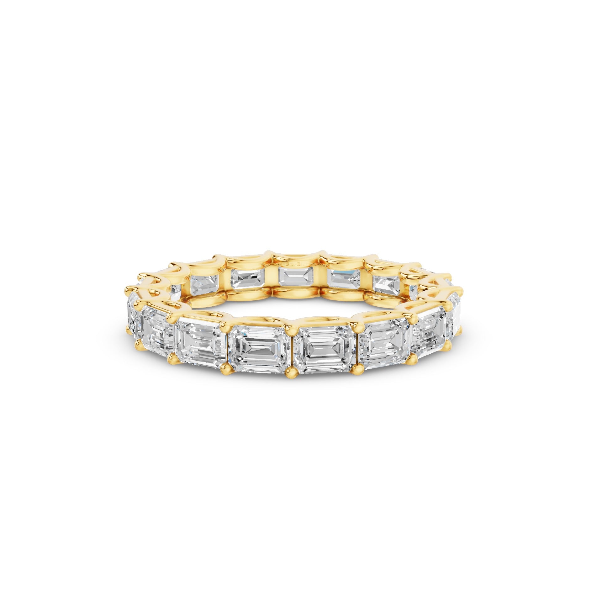 East West Full Eternity Emerald Cut Lab Grown Diamond Ring