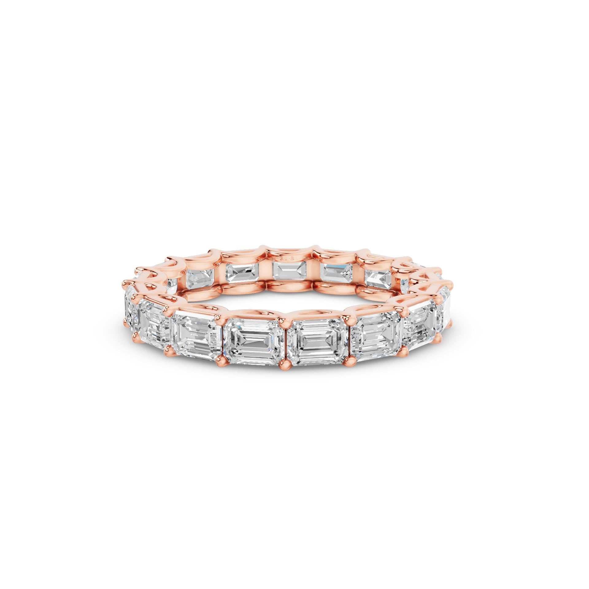 East West Full Eternity Emerald Cut Lab Grown Diamond Ring