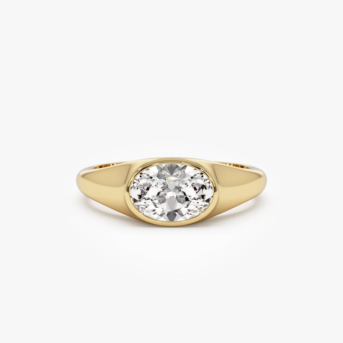 East West Bezel Set Oval Shape Lab Grown Diamond Ring