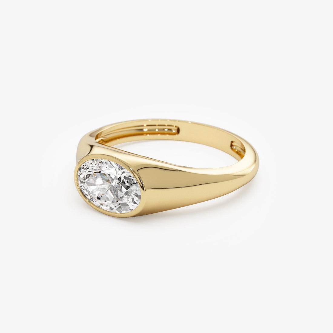 East West Bezel Set Oval Shape Lab Grown Diamond Ring