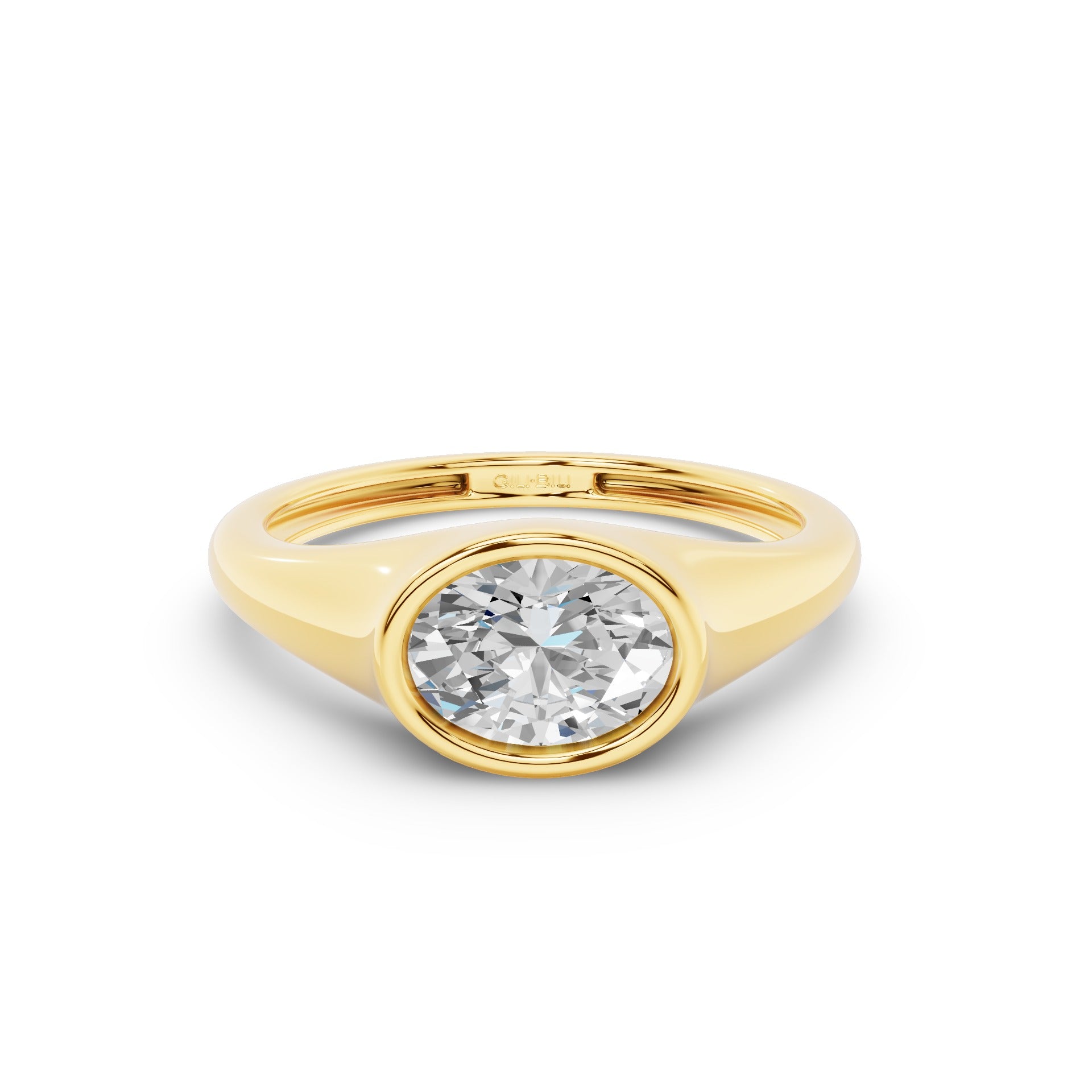 East West Bezel Set Oval Shape Lab Grown Diamond Ring