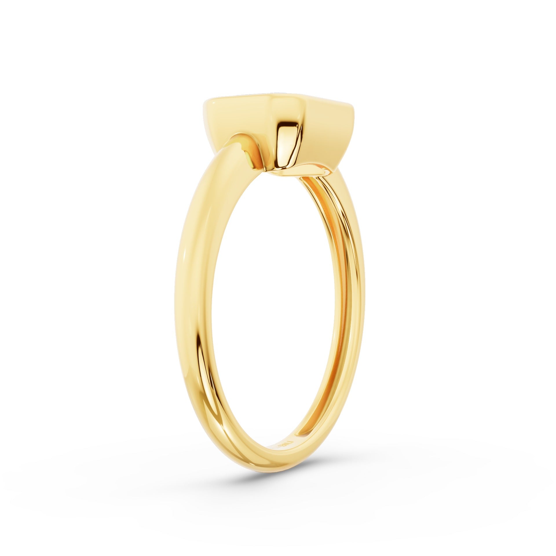 East West Emerald Cut Lab Grown Bezel Setting Engagement Ring