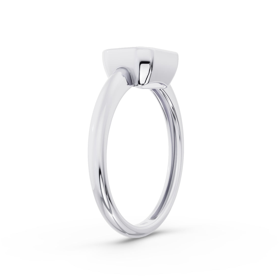 East West Emerald Cut Lab Grown Bezel Setting Engagement Ring